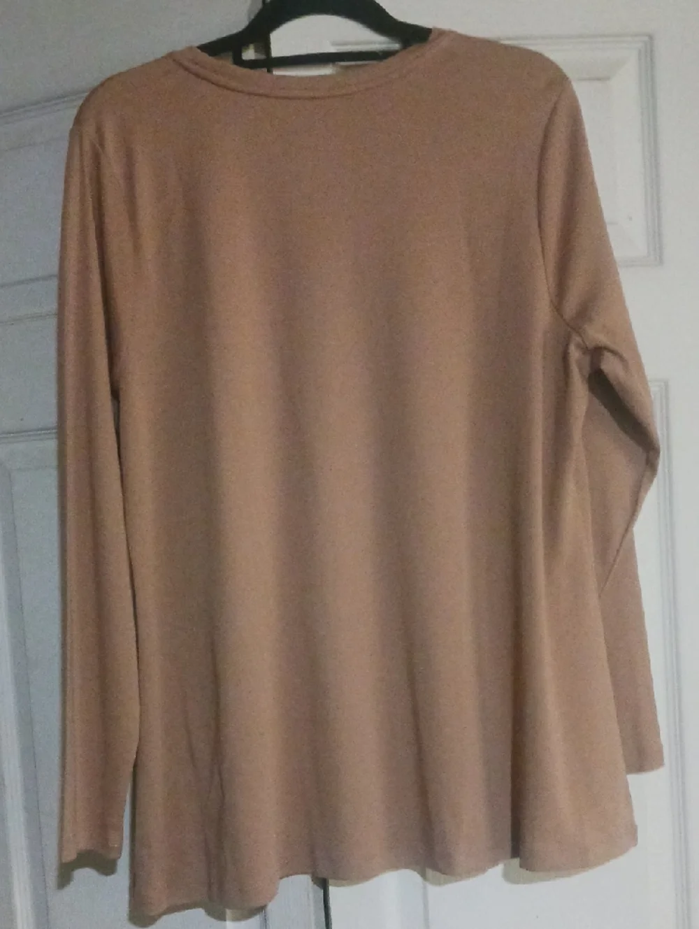 Isaac Mizrahi Essentials Long-Sleeve Crew Swing Tee in Camel Brown - Picture 9 of 9